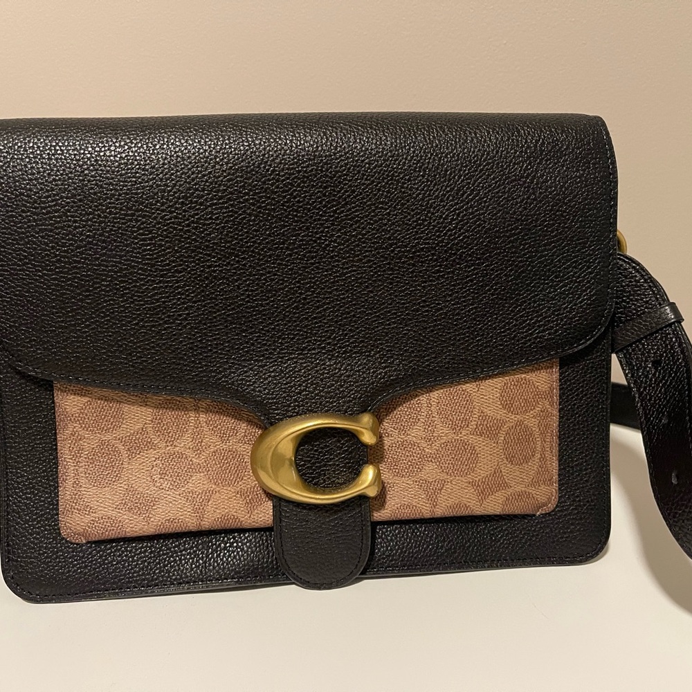 Coach Black and Brown Crossbody Bag with Gold Accent